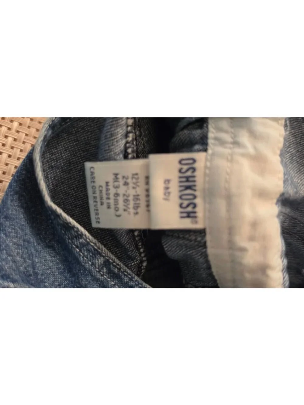 VINTAGE BABY OSH KOSH DENIM OVERALLS SQUIRREL TREE  3-6 MOS 12 16 LBS OSHKOSH